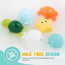1/3/5/7 piezas Juego de animales marinos de colores con purpurina sin agujeros, juguetes flotantes brillantes para bañera, juego de baño, piscina y fiesta, excelente regalo - Multicolor - Ver 6