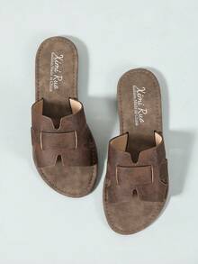Ximi Ruo 韓式休閒平底拖鞋女鞋 夏季戶外露趾涼鞋 春秋夏季新款 編織羅馬涼鞋 女士戶外時尚法式女鞋 適合搭配裙裝、外出、沙灘、公寓 棕色平底女款戶外鞋 - 咖啡棕 - 查看 6