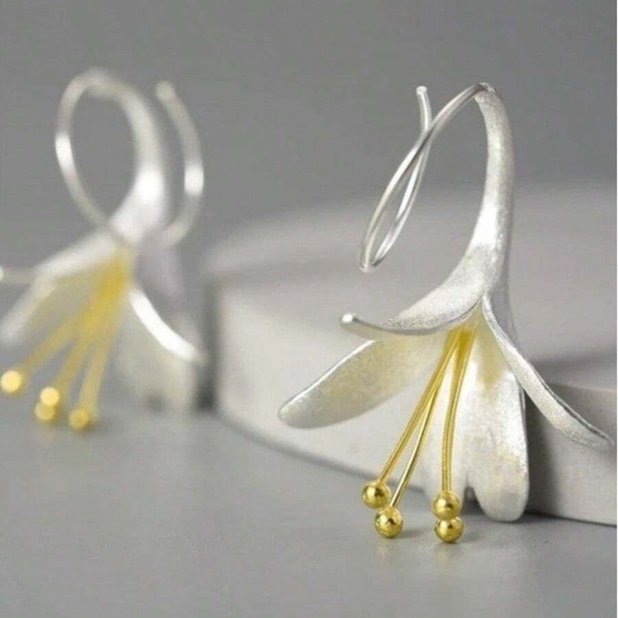 Vintage Style Two-Tone Earrings, Suitable For Women's Vacation Minimalist Style, Bohemian Festival Commemorative Jewelry Accessories - Two-color - View 1