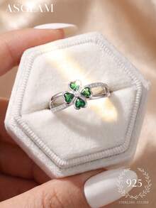 1 pieza Anillo clásico con incrustaciones de circonita y chapado en oro blanco para mujer talla 6, joyería exquisita, adecuado para compromiso, boda, aniversario, regalo de cumpleaños - Plateado - Ver 5