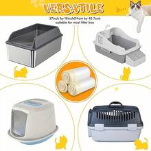 7pcs/1roll Extra Large Cat Litter Box Liners, 37x18 Inch Thickened Drawstring Cat Litter Bags, Heavy Duty Leakproof Liners, Suitable For Automatic And Sifting Litter Boxes - White - View 6