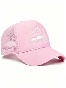 Spring/Summer New Star Print Mesh Baseball Cap, Outdoor Breathable Sponge Mesh Baseball Cap, Fashion Versatile Casual Trucker Hat - Embroidery - View 2
