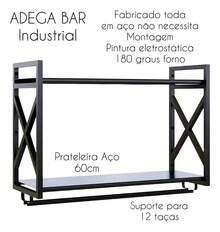 Adega Industrial Portal do Aço 60cm Prateleira Dupla Aço Preto - Multicolorido - Visão 6