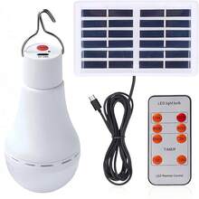 1PC 7W Removable Solar-Powered Hanging LED Bulb With Remote Control, Rechargeable Portable LED Light Suitable For Home Gardens, Patios, Chicken Coops, Camping, Power Outages, And More; Can Also Function As An SOS Signal Light. - Portable Solar Lights - View 3