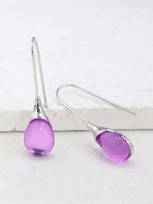 Minimalist Fashionable Multi-Color Water Drop Pendant Earrings, Exquisite Elegant Jewelry Accessories For Women, Holiday Gift - Grey - View 5