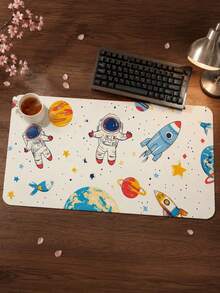 1片特大號卡通星空太空人滑鼠墊，35.4X15.7英吋XXL桌墊鍵盤墊，防滑橡膠底可水洗耐用，藍色火箭星球圖案桌面保護墊，適合學生開學季、學校季節、居家辦公、電腦桌面與電競，桌面裝飾多功能學習墊，送給孩子、男友/女友、父親節、畢業季的禮物 - 查看 2