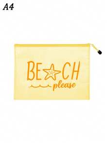 防水時尚海灘包，印有「Beach Please」海星圖案，大容量透明化妝包配尼龍拉鍊 - 輕量、春/夏防曬收納，適合游泳、海灘、潛水和夏季度假，學生返校，適合朋友、家人、閨蜜、同學。生日、節日、派對、婚禮（伴娘）、教師節、郵輪必備、畢業、暑假、返校、開學的理想禮物和紀念品 - 彩色 - 查看 15