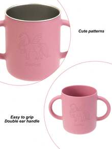 1pc Personalized Customization Name & Pattern Childern Feeding Cup Detachable 2-In-1 Silicone & Stainless Steel Drinking Cup Kids Feeding Tableware - Multicolor - View 9