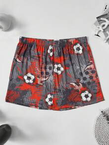 4pcs/Set Men's Graffiti Football Sports Print Pattern Aloha Shorts, Summer Thin Breathable Casual Comfortable Home Sleep Shorts, Elastic Loose Fit, Multi-Color Combination - Multicolor - View 6