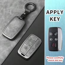 Funda para llave de coche con llavero para Land Rover & , compatible con Evoque Velar Discovery LR2 LR4 XF XJ XE, carcasa protectora de 5 botones - Hebilla redonda de cuero - Ver 4