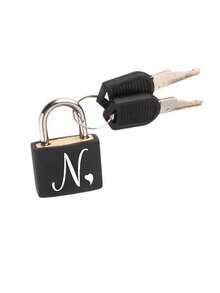 White Heart Letter Pattern Portable Small Luggage Padlock, Padlock With 2 Keys, Black Shell Luggage Lock, Compact And Sturdy, Luggage Lock, Mini Luggage Padlock, Travel Bag Metal Key Lock, Durable, Small Copper Lock With Shell, Backpack, Suitcase, Laptop Bag, Back To School, Graduation Season Gift - Multicolor - View 18