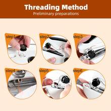 Juego de 14 piezas/44 piezas/55 piezas Máquina de coser a mano, adecuada para principiantes, máquina de coser portátil mini con costura rápida de doble velocidad, dispositivo de costura portátil para el hogar, viajes, manualidades DIY, (Nota: Solo adecuada para telas finas/colores de accesorios aleatorios) - Blanco - Ver 8