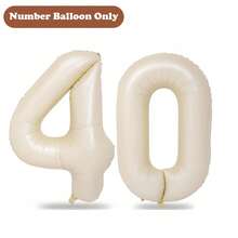 40th Birthday Cream Balloons Decor Birthday Decorations For Women Girl Beige Brown White Sand Foil Star Heart Balloon Decor, Birthday Sash Bobo Balloons For Birthday Anniversary Party Decoration Supplies Room Decor - 40歲生日 - 查看 12
