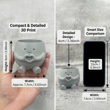 Mini Cute Expression Succulent Plant Pot, Heart-Shaped Plastic Succulent Planter, 6cm/2.4 Inch Small Pot, Suitable For Desk, Office, Shelf And Home Decor, White, Gray - A - View 10