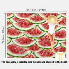 1 pieza Esterilla de playa extra grande con estampado de sandía en acuarela, a prueba de arena y de secado rápido, adecuada para 1-3 adultos - Tela de poliéster ligera y duradera - Perfecta para viajes, camping, senderismo y tiempo de ocio en la playa, esterilla de playa, esterilla de picnic, cubierta de suelo para camping - Multicolor - Ver 12