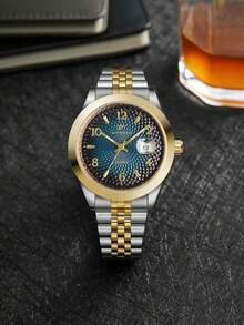 RICECGO A Stylish Men's Watch Featuring A Gradient Dial And Date Display-Perfect For Both Business Settings And Everyday Wear. - Multicolor - View 3