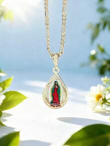 1pc European Fashion Three-Color Virgin Mary Pendant Necklace, Suitable For Mothers, Couples, Best Friends Daily Wear And Prayer - Our Lady - View 1