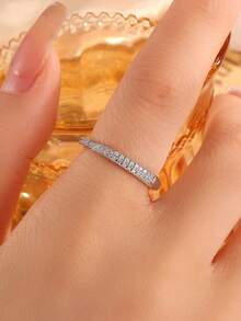 rakol 1pc Fashion Minimalist Square Round Geometric Open Ring For Women, Daily Wear, Stackable - Round - View 4