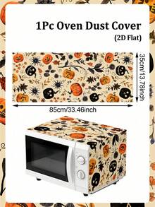 1Pc Minimalist Black White Checkered Microwave Oven Dust Cover,Washable Dust-Proof Protective Cover,Microwave Cover,Decorative Kitchen Appliance Cover,Home Decor,Kitchen Decor,Home Appliance Decorations,Bridal Shower Favors,Easy To Clean,Anti-Fouling - Halloween Pumpkin - View 5