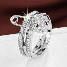 Anillo de moda, diseño multicapa, incrustado con circonita brillante, disponible en varios colores, adecuado para uso diario, accesorio ideal para fiestas - multicolor - Ver 3