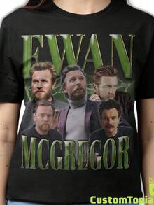 Men's Ewan McGregor T-Shirt, Vintage Ewan McGregor T-Shirt, 90s Retro T-Shirt, Tribute Merchandise, 80s Rap T-Shirt, Gift For Y2K Fans - 黑色 - 查看 1