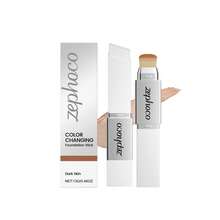 zephoco 2-In-1 Color-Changing Foundation Stick With Brush Applicator – Hydrating Natural Matte Powder & Liquid Foundation, Buildable Coverage, Lightweight Moisturizing Formula, Color-Adjusting To Cover Imperfections & Pores - 白色 - 查看 11