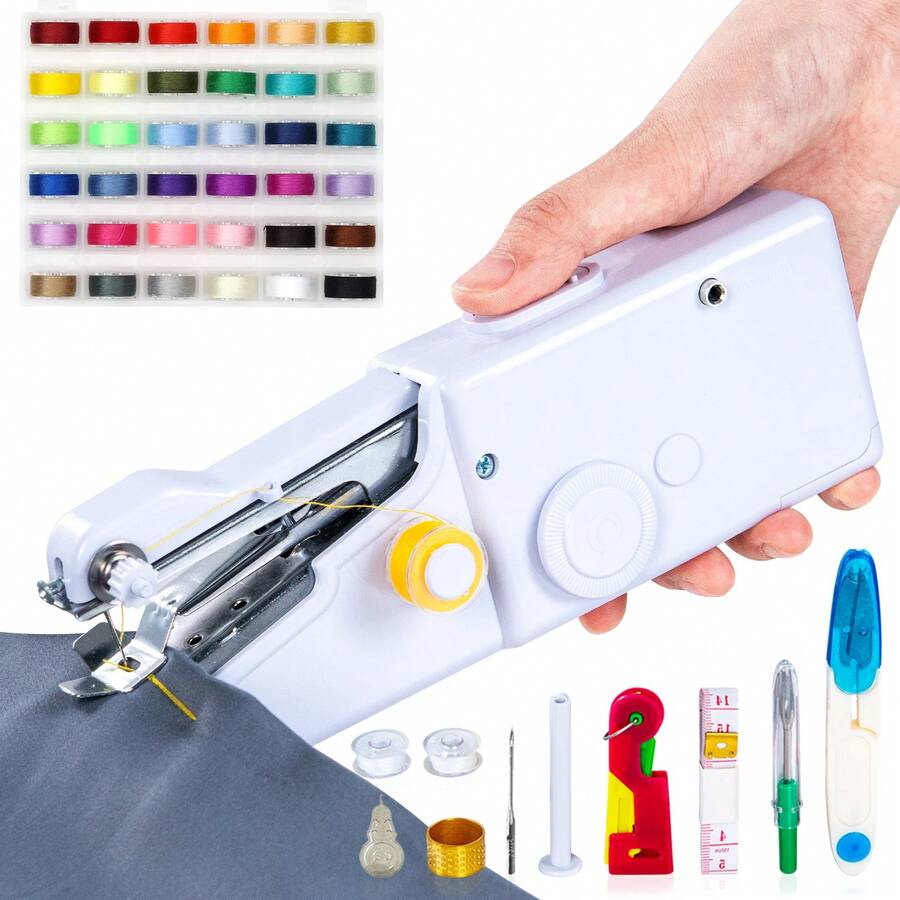 CS-101B Portable Electric Handheld Sewing Machine, Suitable For DIY Sewing, Fabrics, Garments, Travel, Home Use, USB Or AA Battery Powered, Easy To Use, Ideal For Beginners, Compact Size 8.2"X2.7"X1.2", (Note: Only For Lightweight Fabrics/Accessories Color Random)