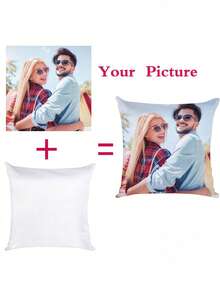1pc Customized Private Photo Pattern Pillow Cover, Mother's Day, Father's Day, Thanksgiving, Teacher's Day Customized Single-Sided Printed Pillow Cover, Customized With Your Own Picture Pillow Cover, Suitable For Giving Gifts To Family And Friends - Baby Blue - View 2