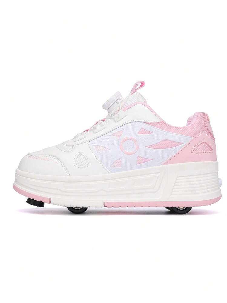 Small 4-Wheel Roller Skates, Soft Sole, Anti-Slip, Breathable, Easy For Beginners, High Elasticity, Indoor And Outdoor Universal - Pink - View 18