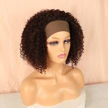 Afro Curly Hair Wig With Hairband, Women's Breathable Wig Design, LINDEZA+WIG CAP 4#/MEDIUM BROWN - 4# - 查看 9