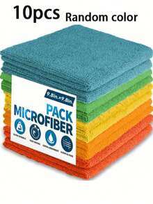 1/5/10/15/20/30pcs Multi-Color Microfiber Cleaning Towel Set - Kitchen Cleaning Cloth, Mixed Colors, Bamboo Fiber, Super Absorbent, Lint-Free, Oil-Resistant, 9.8"*9.8", Kitchen, Bathroom, Home Supplies - Multicolor - View 13