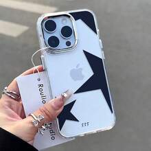 Funda para teléfono: Diseño minimalista con patrón de estrellas para iPhone 17 16 15 14 13 12 11 Pro Max 12 13 Mini Xs Xr X 8 7 Plus, carcasa rígida transparente con parte trasera transpare - Multicolor - Ver 2