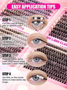 Large Capacity Eyelash Book 640pcs Soft D Curl Cluster False Eyelashes, Mixed 30D/40D/50D/60D 9-16mm, Fluffy Dense DIY Lash Extensions, Suitable For Beginners, Daily, Dramatic And Cosplay Makeup - Black - View 9
