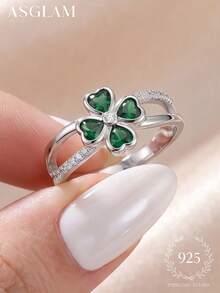 1 pieza Anillo clásico con incrustaciones de circonita y chapado en oro blanco para mujer talla 6, joyería exquisita, adecuado para compromiso, boda, aniversario, regalo de cumpleaños - Plateado - Ver 4