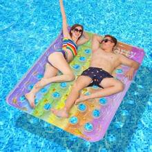 Transparent uppblåsbar poolhängmatta i mesh med inbyggd kudde, 70 tum poolflotte, lämplig som pooltillbehör för vuxna och solbadande poollounger, perfekt för poolfester och sommaren - Multifärgad - Visa 5