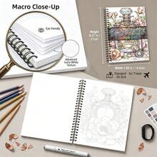 A5 Perfume Art 3合1素描、描摹與著色書，30頁黑色螺旋裝訂成人壓力緩解活動書 - 1Pc - 查看 3