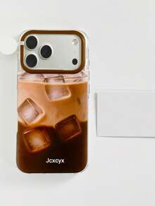 غطاء هاتف إبداعي بنمط مكعبات ثلج القهوة العتيق متوافق مع iPhone 17 Pro Max 17 Pro 16 Pro Max 15 Pro Max 14 Pro Max 17 Air 15 Plus 13 12 Pro Max 11 غطاء خلفي مقاوم للصدمات - بني - مشاهدة 3