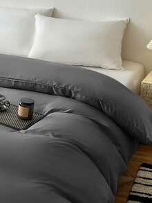 1pc Solid Color Single Duvet Cover Bedding, Soft & Comfortable, Skin-Friendly Fabric, Delicate Touch, Combines Comfort & Aesthetics, Cares For Sleep, Skin-Friendly Craftsmanship, Suitable For Dorm Students, Home Bedroom Bedspread, Guest Room Use, All Seasons, Zipper Closure, Multiple Colors, Soft & Durable, Large Size Bedding - Dark Grey - View 9