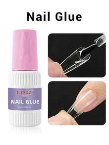 GLOZ 10ml Super Strong Nail Glue, Suitable For Acrylic Nails, Nail Tips, Press-On Nails, False Nails, Salon-Grade Brush-On Nail Glue, Easy To Apply, Durable And Long-Lasting - 10ml Pink Cap White Bottle - View 2