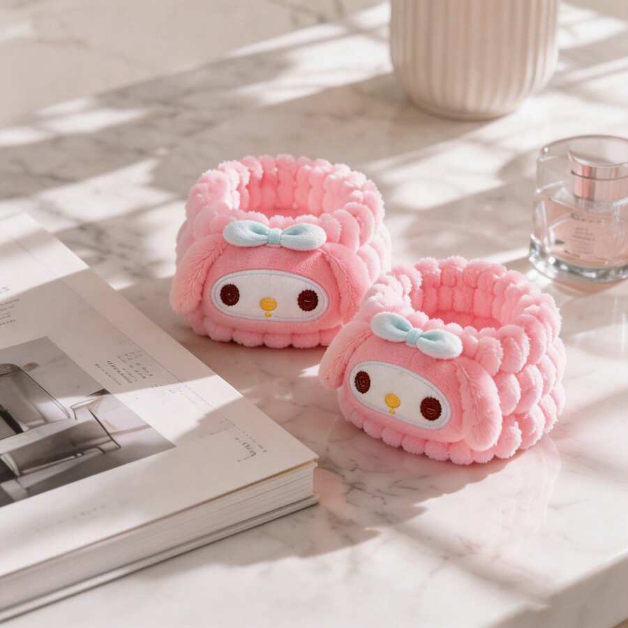 MINISO My Melody 洗臉手腕帶 1 對,柔軟吸水護膚手腕套 - 淺粉色 - 查看 1
