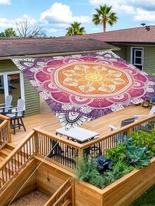 1 buah Kain Pelindung Matahari Cetak Datar 2D Desain Mandala Bohemian, Kain Naungan untuk Berkemah di Luar Ruangan, Kanopi dengan Desain Pola Bunga Geometris Berwarna-warni, Cocok untuk Berbagai Adegan Seperti Taman, Berkemah, Pantai, Tanpa Rangka Penopang - MultiWarna - View 6