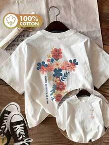 T-shirt vintage da donna, 100% cotone, stampa floreale a croce su entrambi i lati con la scritta "Walk By Faith", girocollo, maniche corte, ideale per la primavera e l'estate. - Bianco - Visualizzare 1