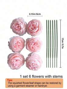 2/6/12/18/24/30pcs Artificial Peony Flowers Simulated Peony Flower Heads With Stems For Wedding Party Decoration,Cake Decoration And Home Living Room Table Centerpieces,Fake Plants,Fall Decor,Desk,Garden Decor,Room Decoration ,Gift,Back To School - Pink - View 4