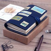 Cuaderno creativo diario A6 de hojas sueltas, diario de viaje portátil, diseño retro simple, para escritura personal, diario de viaje, diario creativo. - Gris Oscuro - Ver 2