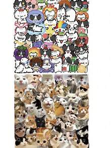 100 Stück/Wasserdichte, sonnenfeste, hochwertige transparente Aufkleber, Cartoon-Katzen- und lustige Katzen-Aufkleber (geeignet für Schreibwaren, Koffer, Kühlschrank-Aufkleber), Feiertags-Party-Geschenke, zufällige Farben und Stile, Schulbedarf - Mehrere Stile - Übersicht 2
