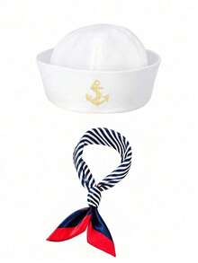 Hat Set Halloween Sailor Hat Sailor Cap Scarf Tie Party Sexy Summer Beach - Multicolor - View 7