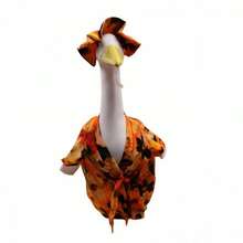 23-Inch Porch Goose Summer Outfit Tropical Hawaii Bathrobe And Matching Hat For Large Lawn Goose - Orange - View 6