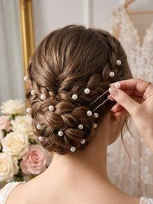 Juego de 20 piezas de horquillas de pelo en forma de U con perlas nupciales, accesorios para peinados de boda, decoración de cabello elegante y sencilla - Multicolor - Ver 1