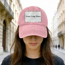 Custom Personalized Vintage Washed Baseball Cap, Custom Logo Text Photo Print Distressed Dad Hat, Personalized Customized Gift For Birthday Father's Day Mother's Day Christmas Holiday - Pink - View 4