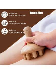 1PC/2 Pieces Wooden Mushroom Shape Massager | Manual Wood Therapy Massage Tool, Anti Cellulite, Maderoterapia, Lymphatic Drainage, Relief Muscle Tension, For Full Body Use - Wood Color - View 10